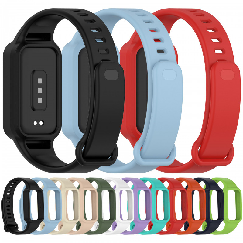 Free Anti Gores Xiaomi Band 9 Active Strap Silicone Strap + Case Bahan Soft silikon Strap Xiaomi Ban
