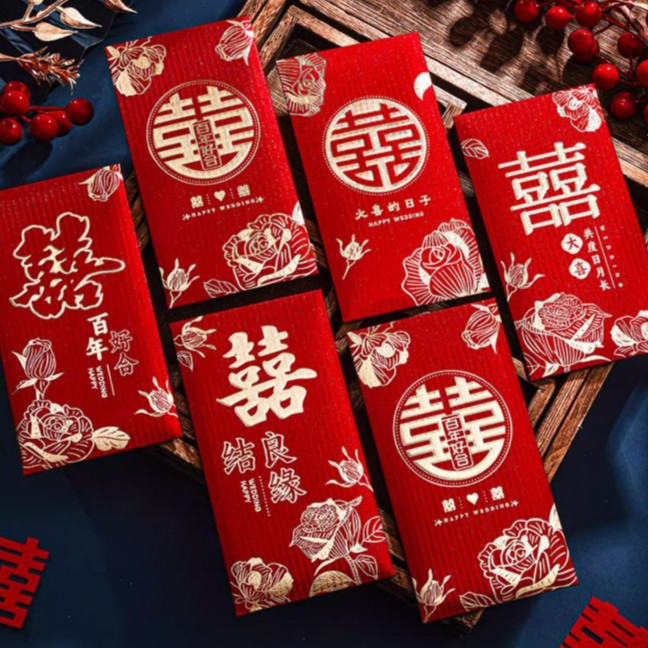 

Angpao Wedding Terbaru Angpao Sangjit Happy Wedding Angpau panjang Teapai Double Happiness