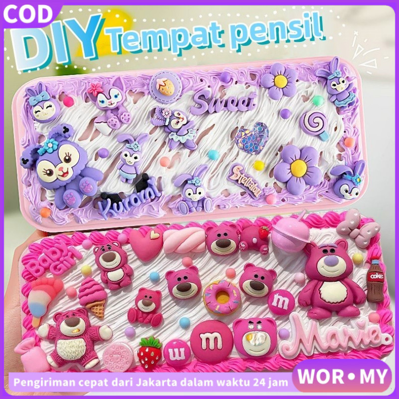 

【WOR·MY】 DIY Deco Cream Kit/Tempat pensil menghias/ Deco Cream Clay Kotak /Stationery Pack Handmade