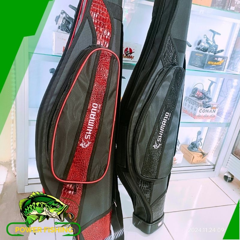TAS PANCING SHIMANO MOTIF KULIT MEWAH | Tas Joran Hard Case | 2 Rod Case muat 2 joran pancing