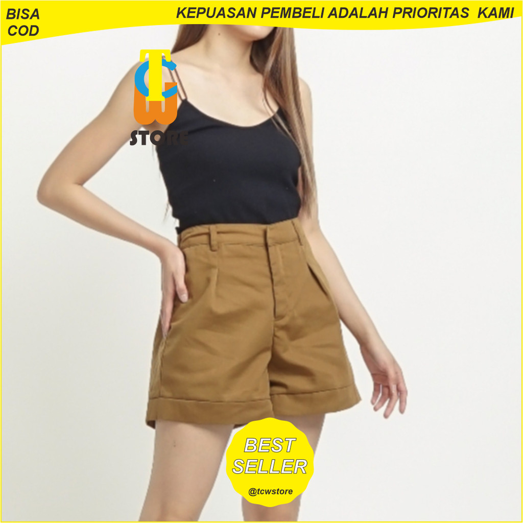 TCWSTORE Amanda Shortpant Hotpants Fuschia Short Pants Highwaist Tere / Celana Pendek Wanita Hot Pan