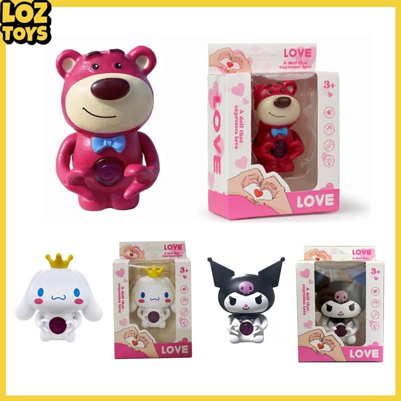 [Versi audio] I love you Lampu Figure Kartun Lotso Sanrio Night Light Kawaii 3D LED Cinnamoroll Lamp
