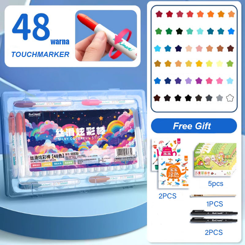 

Touchmark Grasp Crayon Set 12/24/36/48 Warna Mata Sedang Silky Crayon Water Soluble Crayons Krayon Licin Grasp