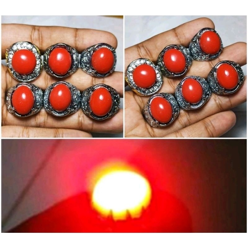 Batu permata akik gimmick merah delima menyala top menyala