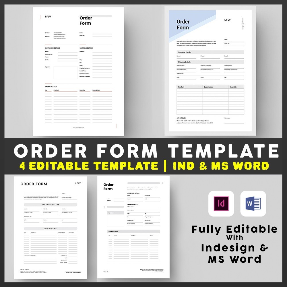 

NS Order Form Editable Template | MS Word and Indesign