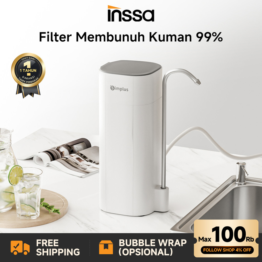 INSSA Filter Keran Air Penjernih Air Rumah Langsung Minum Penjernih Air Keran Penyaring Air