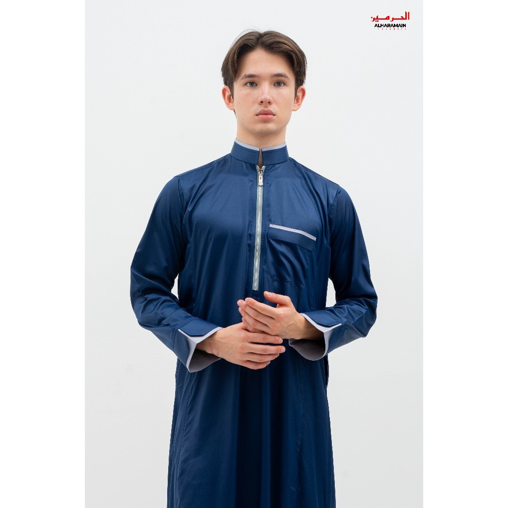 AL Haramain Jubah / Gamis Pria Dewasa Premium Kombinasi Resleting (21) / Jubah AL Haramain | Navy | 