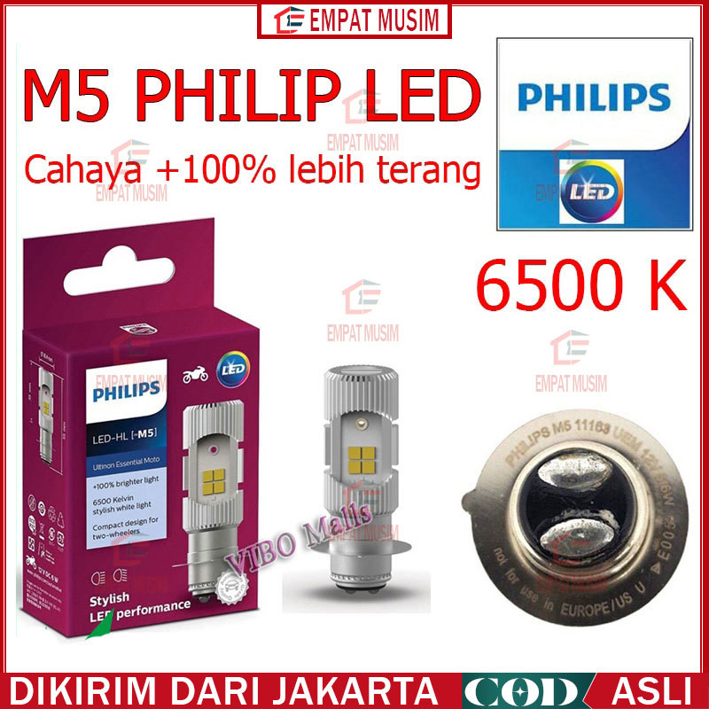 【ORIGINAL Philips 100%】 Lampu motor philips Philips philips m5 led Lampu utama led h6 Lampu led depa