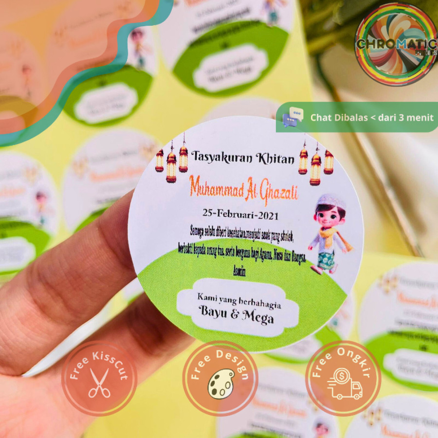 

chromatic 2-6 STIKER LABEL CHROMO TASYAKURAN KHITAN SYUKURAN WALIMATUL KHITAN