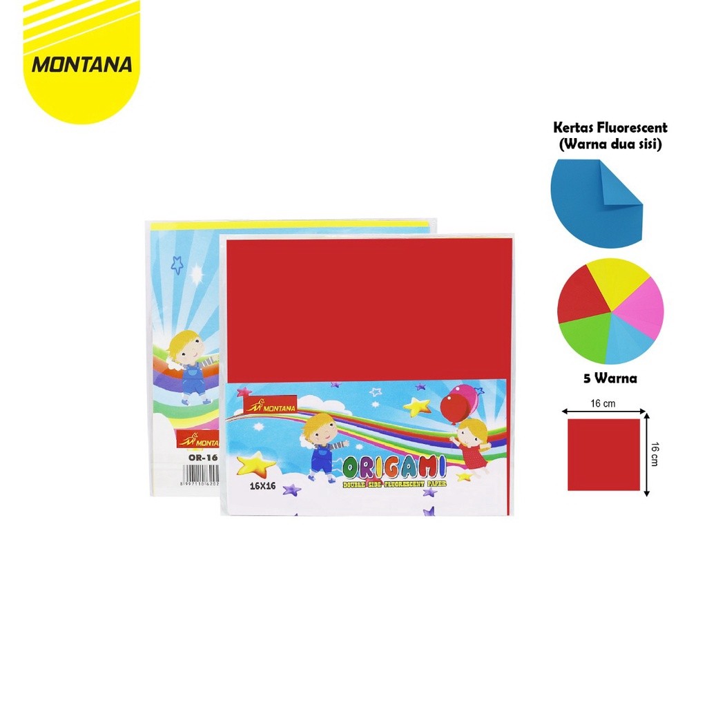

MONTANA Kertas Lipat Origami Warna 16 x 16 cm 20 Lembar Multiwarna Folded Paper