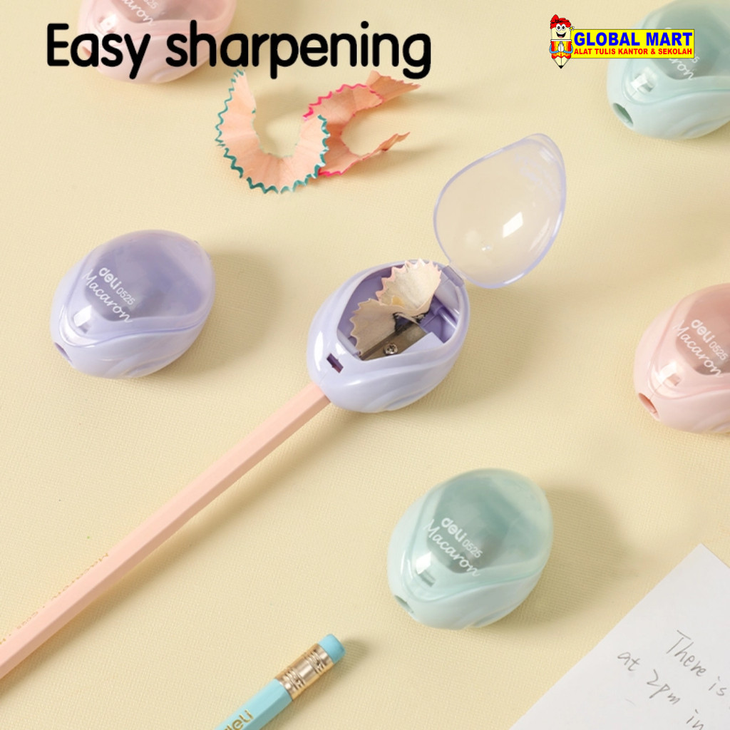 

Rautan Pensil Deli E0525 – 1 Lubang dengan Penampung, Tajam & Tahan Lama, Warna Pastel