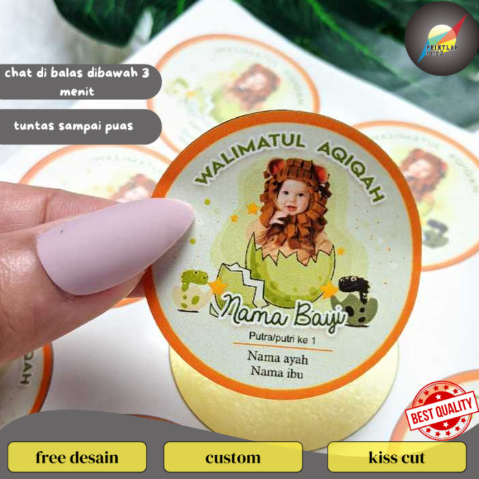 

PrintLab Stiker Bulat Label Tasyakuran Aqiqah Bayi Sticker Nama Anak Ucapan Kelahiran Akikah Kecil