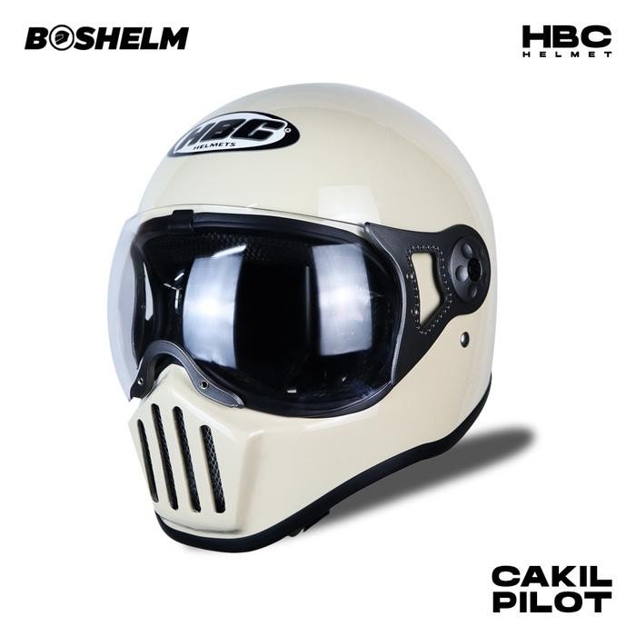 Terlaris -Helm CAKIL PILOT HBC Helm Retro Full Face SNI - ARMY DOFF