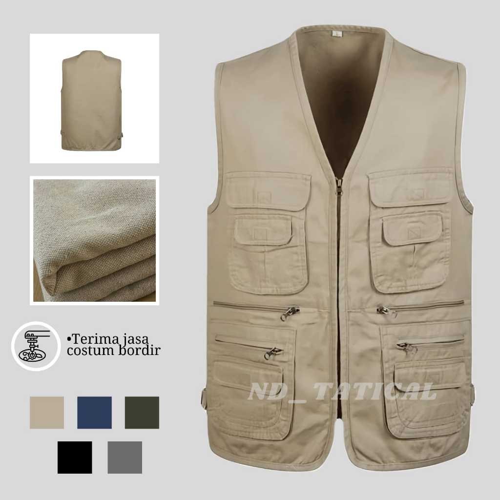 Rompi Pria Wanita Bahan Original Baby Canvas Premium / Bisa Costum Bordir Vest Cardinal Casual Korea