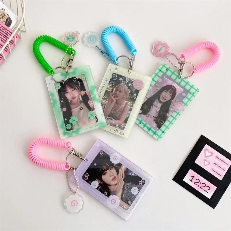 

3 Inch Creative Design Kpop Photocard Holder Sweet Student ID Card Protector with Keychain Lanyard Friend Photo Card Cover Case