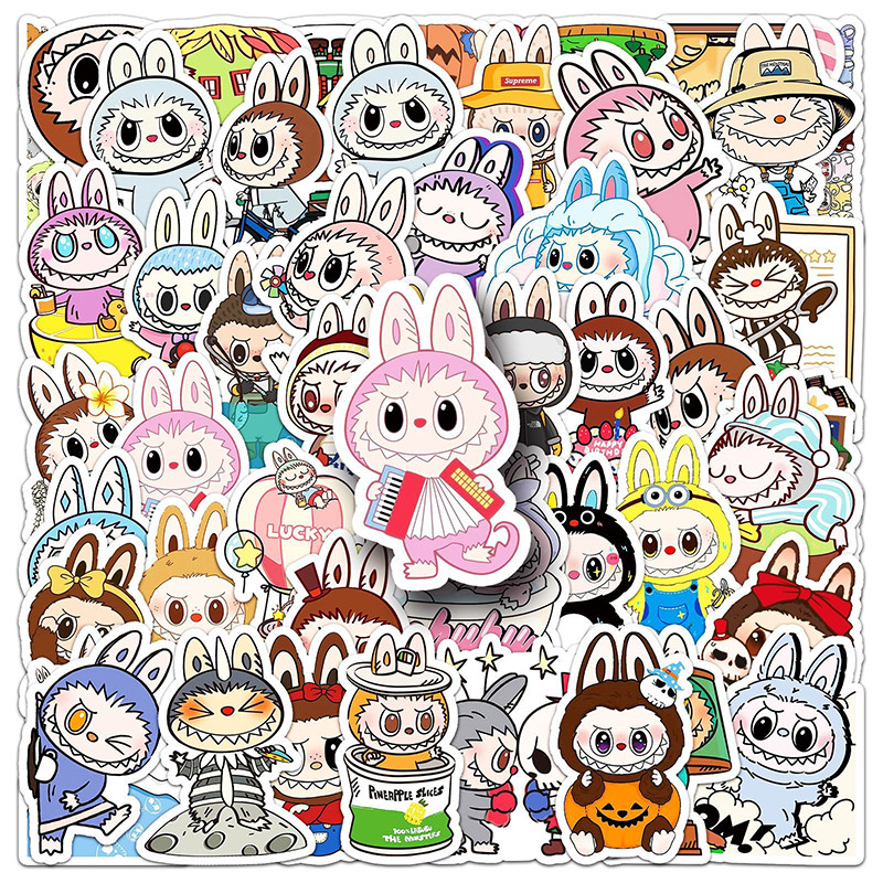 

Labubu Stickers Cute Multi-purpose Stickers Waterproof Decorative Refrigerator Computer Stickers 50pcs/bag