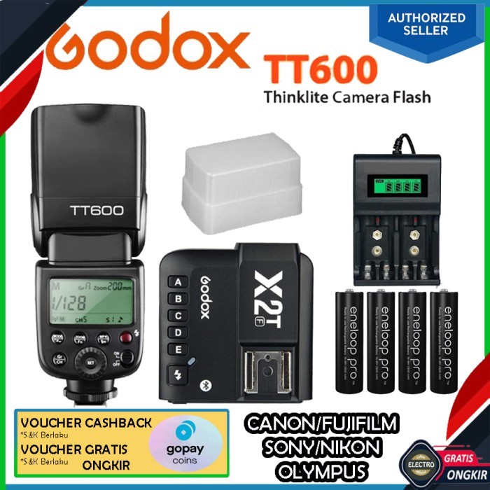 paket flash eksternal godox tt600 hss kamera sony canon nikon Fujifilm - Flash TT520 II, Canon
