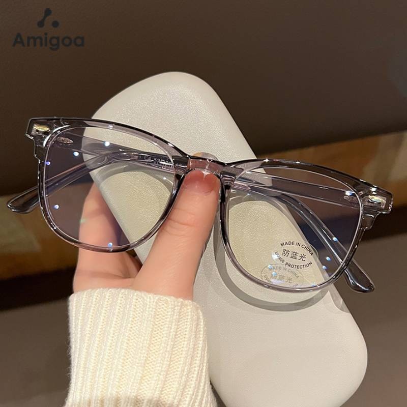 AMIGOA Kacamata Anti Blue Light Bingkai Transparan Unisex Kacamata Anti Radiasi Anti Lelah Nyaman & 