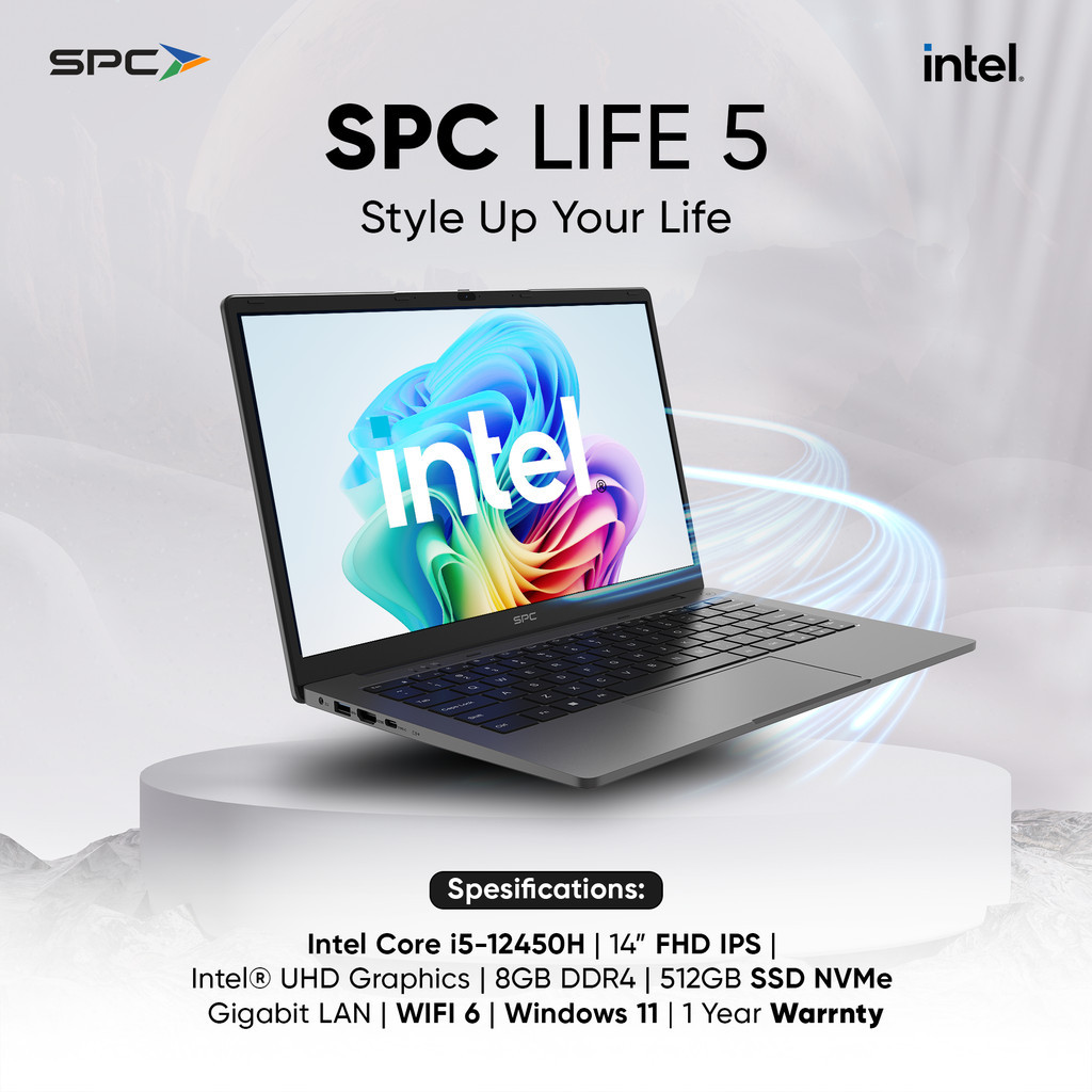 Laptop SPC Life 5 Intel Core i5 12450H 8GB 512 W11PRO 14.0FHD IPS GRY