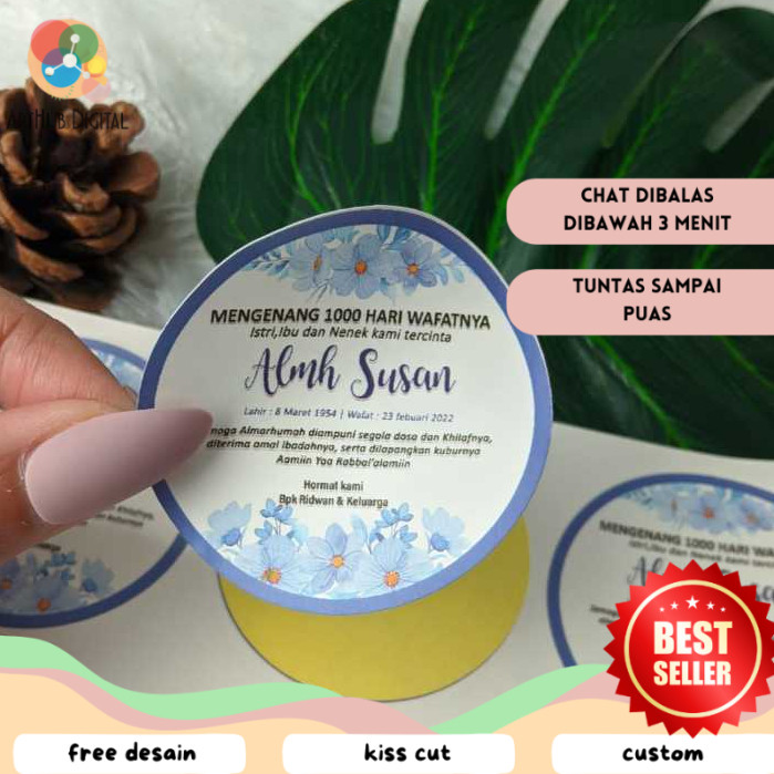 

AHD 9-15 Sticker Label Tahlil Stiker Ucapan Mengenang Wafatnya 40 100 1000 Harinya Uk.Besar