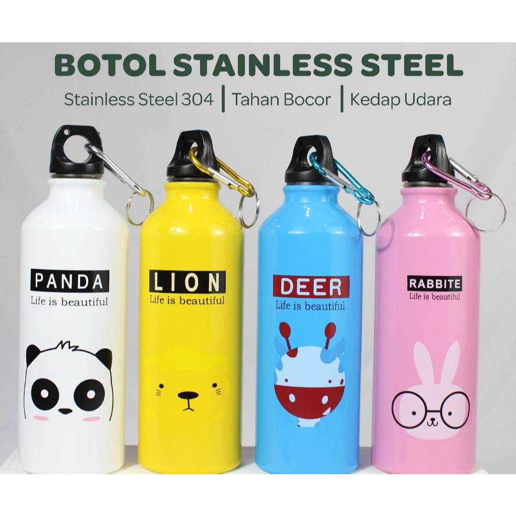 BOTOL MINUM KOREA KARTUN 500ML TEMPAT BOTOL AIR MINUM ANAK KARAKTER HEWAN LUCU JXL101