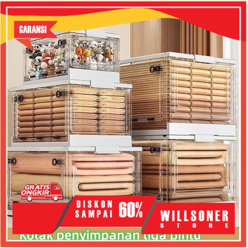 Storage Box Lipat  Transparan kotak plastik kotak penyimpanan plastik Kapasitas ekstra besar kontain