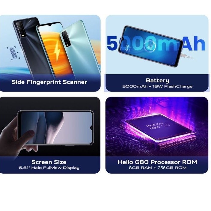 RB HP VIVO Y20S G MURAH/RAM 8/256GB 6.5-inch baterai 5000 mAh 6.51inchi sidik jari sampng smartphone