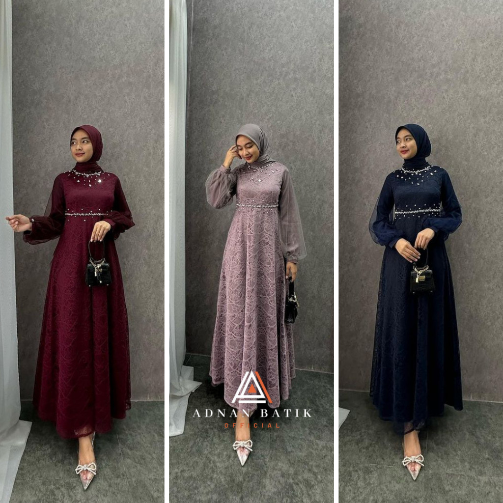 TERMURAH  GAMIS PESTA MEWAH NADINE/ BAJU PESTA MUSLIM / SERAGAMAN BRIDESMAID