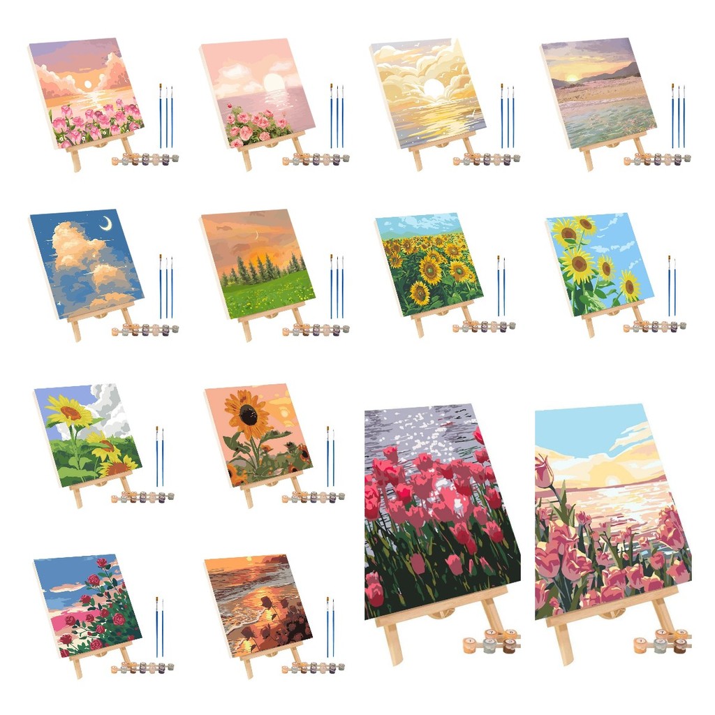 

Frame Painting By Numbers Kits Abstract Sunset Landscape Modern Drawing Coloring By Numbers Acrylic Paint For Home Decor