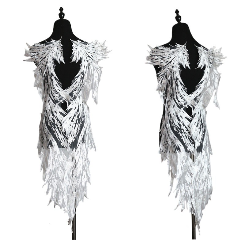 

1~2pcs Ivory Big Wings 2Sizes Applique Polyester Embroidered Lace Wedding Dress Back Diy Flower Applique Fabrics Material BD0507