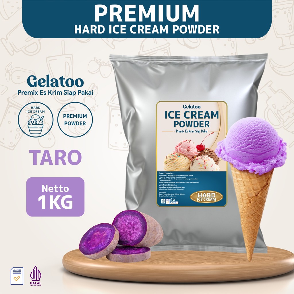 

Bubuk Es Krim Hard Ice Cream Gelatoo Rasa Taro 1 Kg