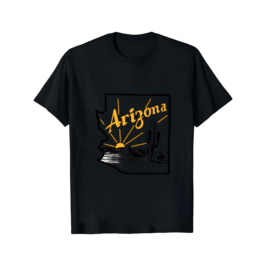 Sunsetsqueeze Arizona - Kemeja Pria Keringat Casual Grafis, 100% Koton, Regular Fit, Lengan Pendek, 