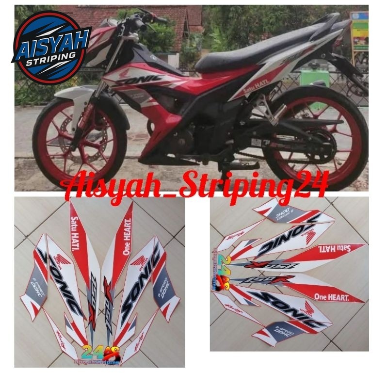 Striping stiker sticker LIS LES POLET BODY MOTOR HONDA SONIC 150R SE 2019 WARNA PUTIH MERAH