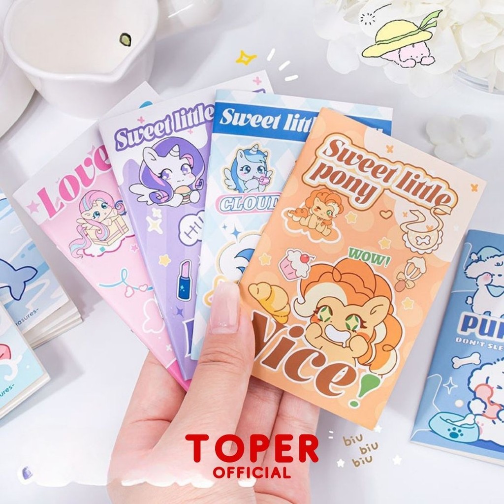 

TOPER Notebook Mini Buku Tulis Kecil Isi 16 Lembar Memo Notepad Kartun Cartoon Lucu Full Color Berwarna
