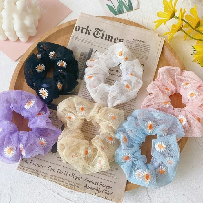 (CCK STORE) SCRUNCHIE BUNGA MURAH / IKAT RAMBUT KOREA SCRUNCHIE DAISY BUNGA RAMBUT KARET RAMBUT CHIF