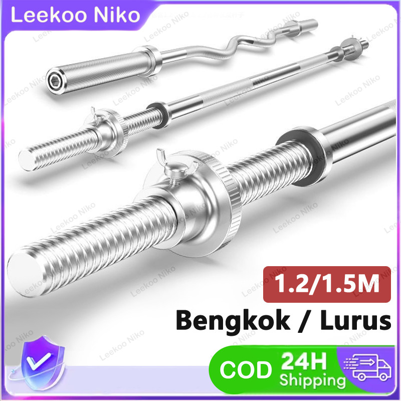 【COD 1.2/1.5m Barbel Rumah Peralatan Kebugaran Barbel Lurus Barbel Melengkung Barbel Padat Barbel Ba