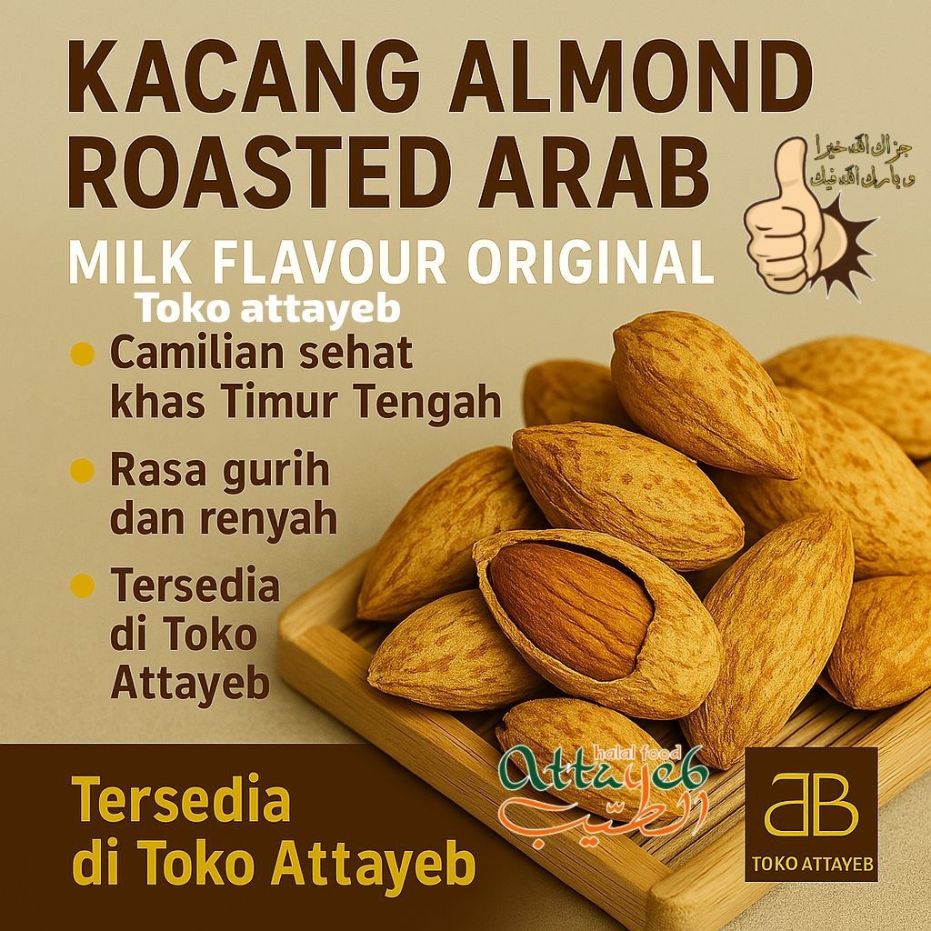 

Kacang Almond 1kg Roasted arab Milk Flavour Original Kulit Penuh Nutrisi 500gr dan Memiliki Multi Vitamin Terbaik Plus Bagi Pria dan Wanita (Baru exp 2026)