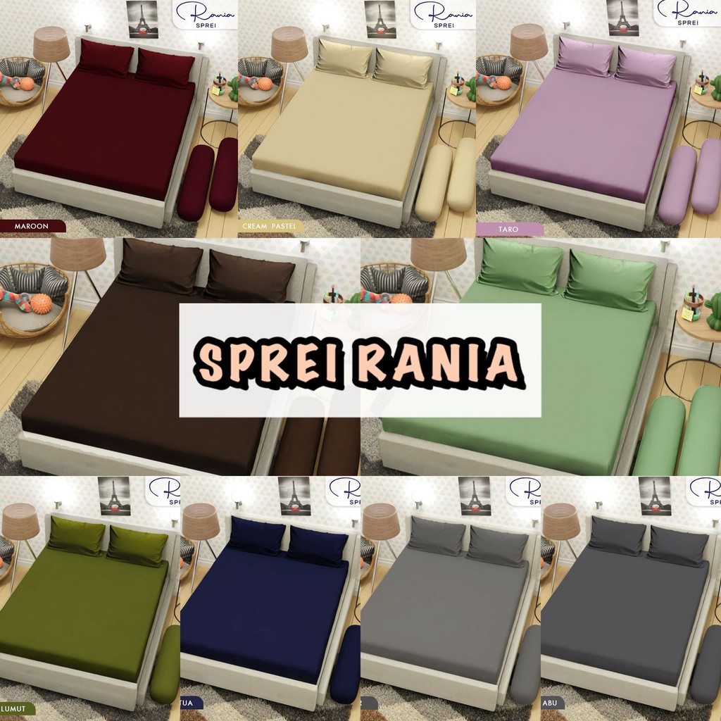 Sprei rania polos Single dan Double Set Ukuran 90x200, 100x200, 120x200, 160x200, 180X200 Ujung Kare