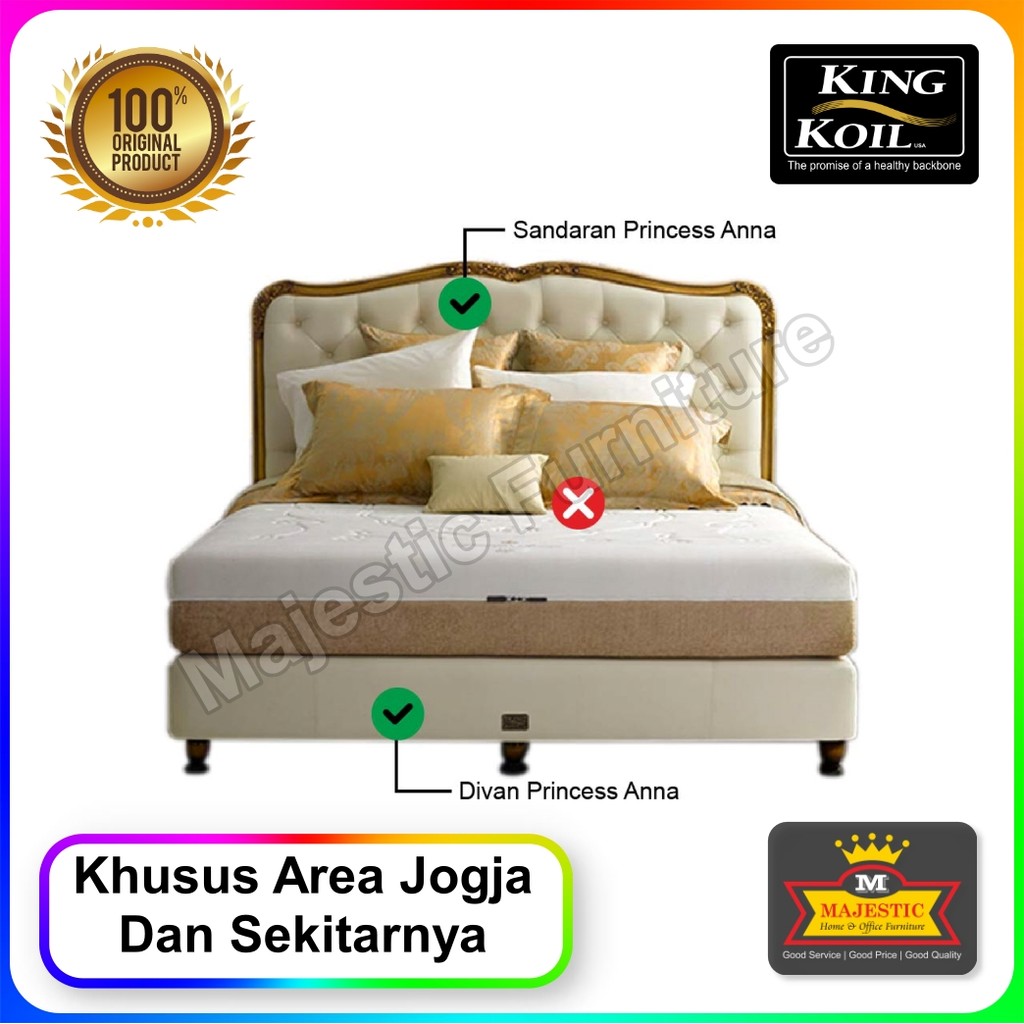Divan Sandaran King Koil Princess Anna - /160/180/200 - Jogja (Tinggi Sandaran 130 cm, Tinggi Divan