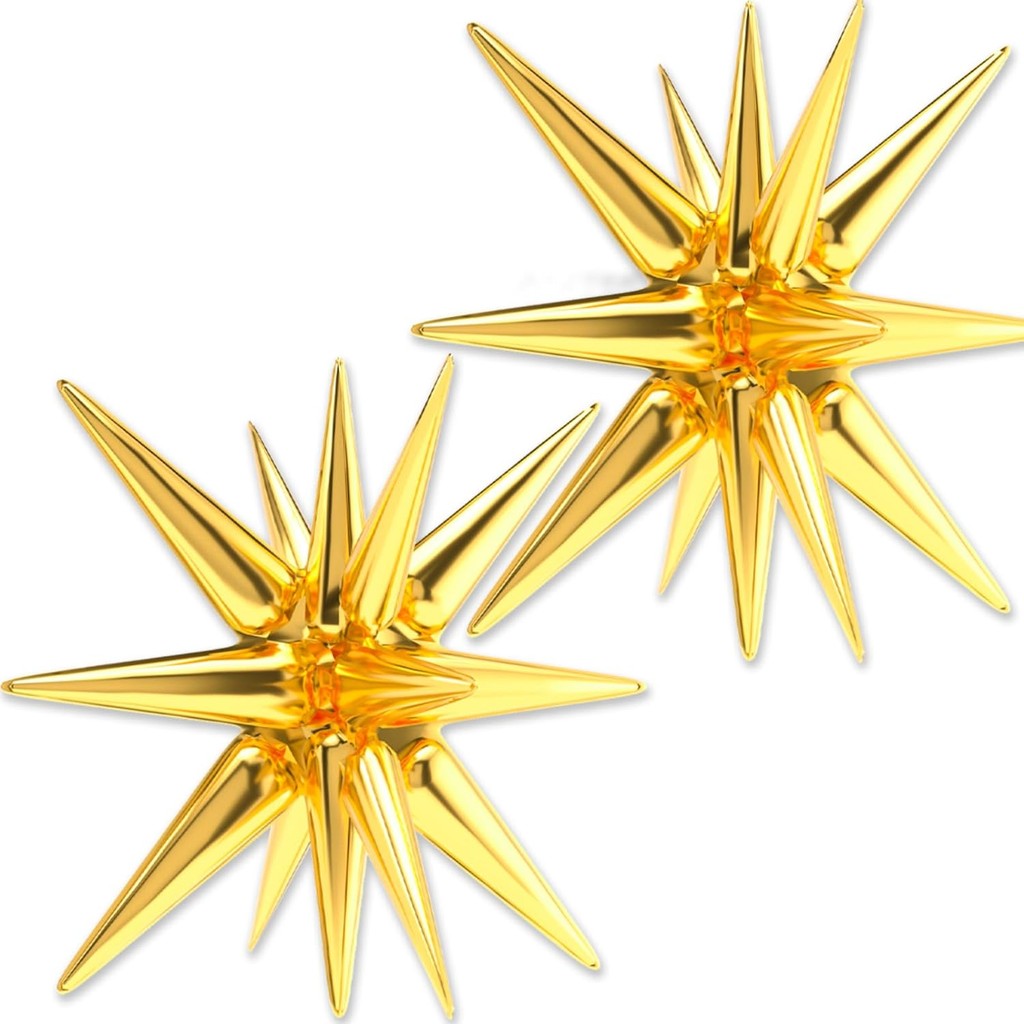 

2Pcs 4D Star Foil Balloons One-Piece 14-Pointed Star Explosion Balloons 22inch Balloons Christmas Birthday Wedding Party Decor