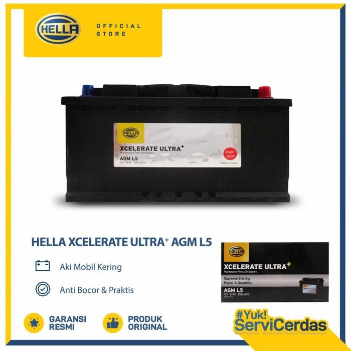 Aki Mobil Hella XCELERATE ULTRA+ AGM L5 - Aki Mobil Kering