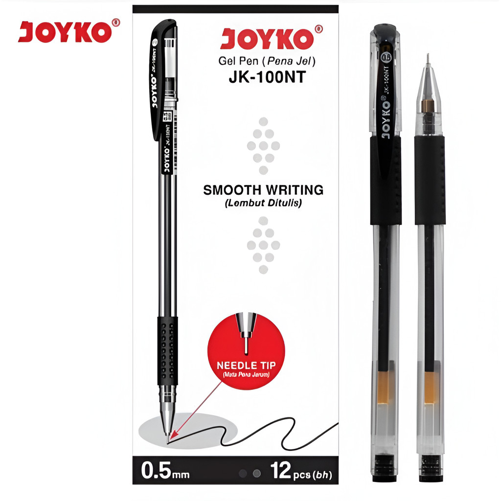 

Gel Pen Pulpen Pena Joyko JK-100NT 0.5 mm (1 PAK / 12 PCS) - Bolpen Pulpen Gel Hitam 0.5 mm