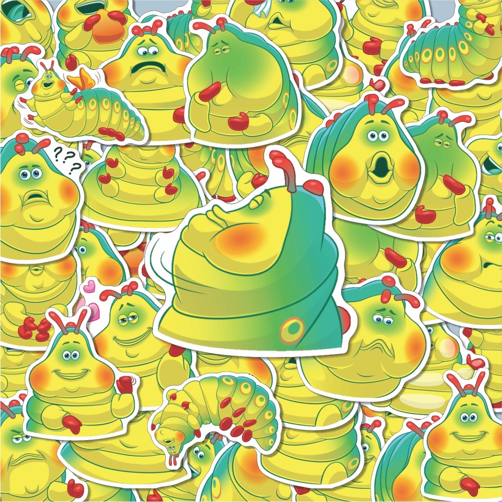 

100PCS Lucu Stiker Kartun Larva Henry Stiker Aesthetic Stiker Anti Air Stikers Berperekat Waterproof sticker decal buat Motor Helm Buku Journal Koper Casing HP Laptop Botol Minum Hadiah anak