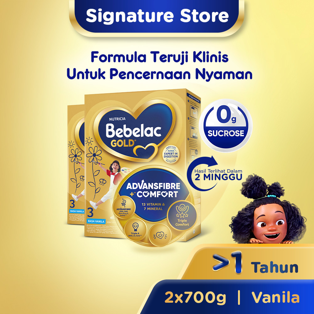 

Bebelac Gold 3 Vanila 700x2 gr – Formula Teruji Klinis untuk Pencernaan Nyaman​