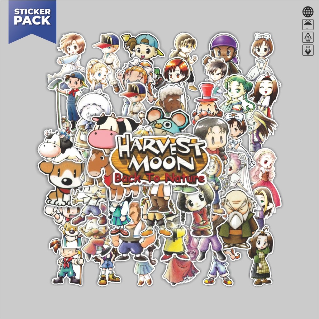 [100PCS]Stiker Pack Stiker Game Video Harvest Moon : Back to Nature Aesthetic Vinyl Anti Air Dekoras