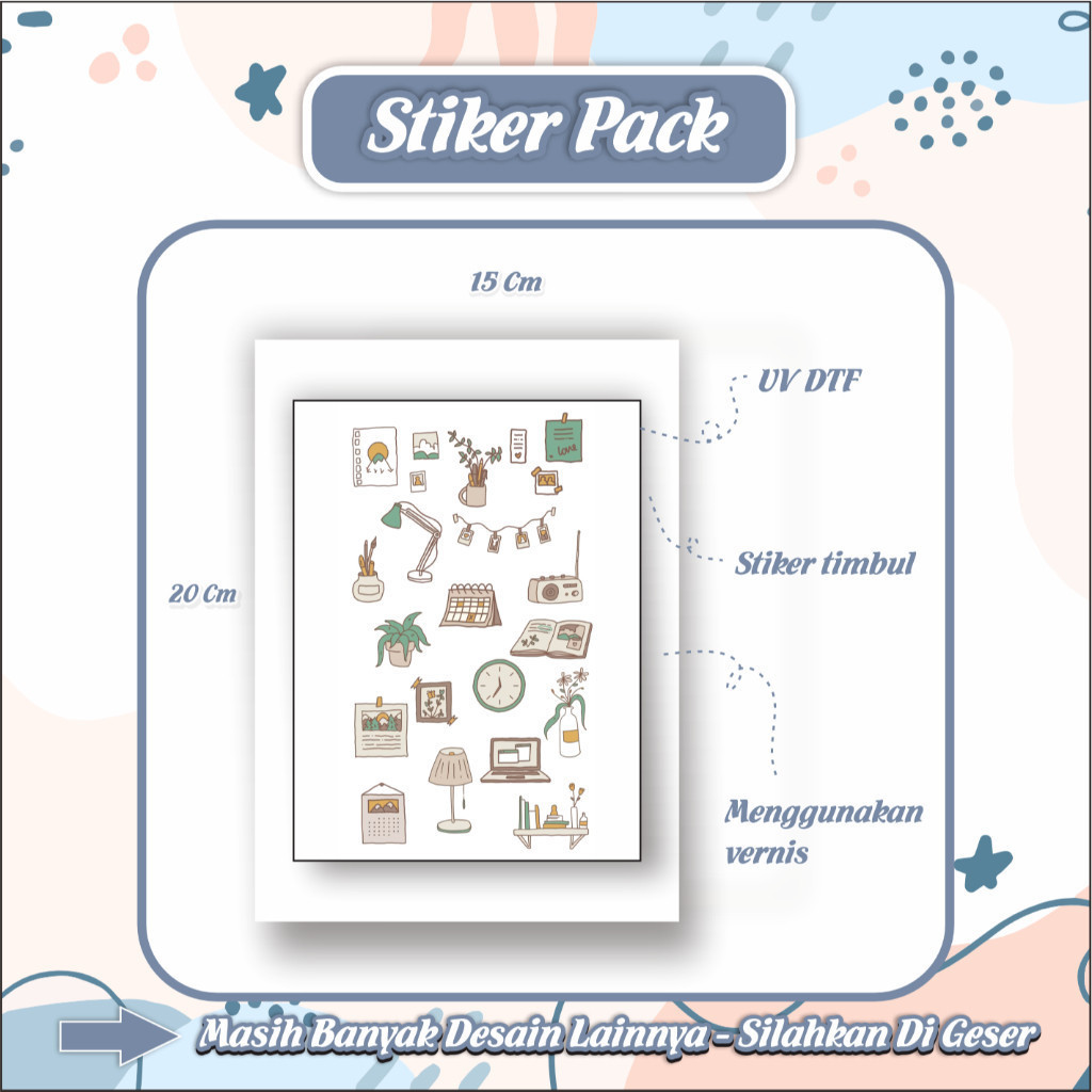 

Stiker Sticker Tumbler LAptop Hp Cermin Lemari Pack UV DTF Motif Estetik Pink Colat P24