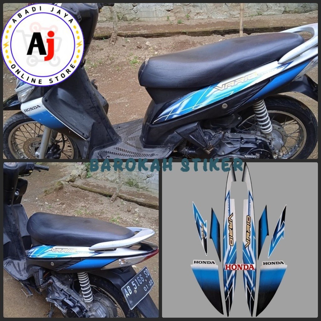 Striping stiker Honda Vario 110 karbu 2006 standar Hitam Biru putih Fullset