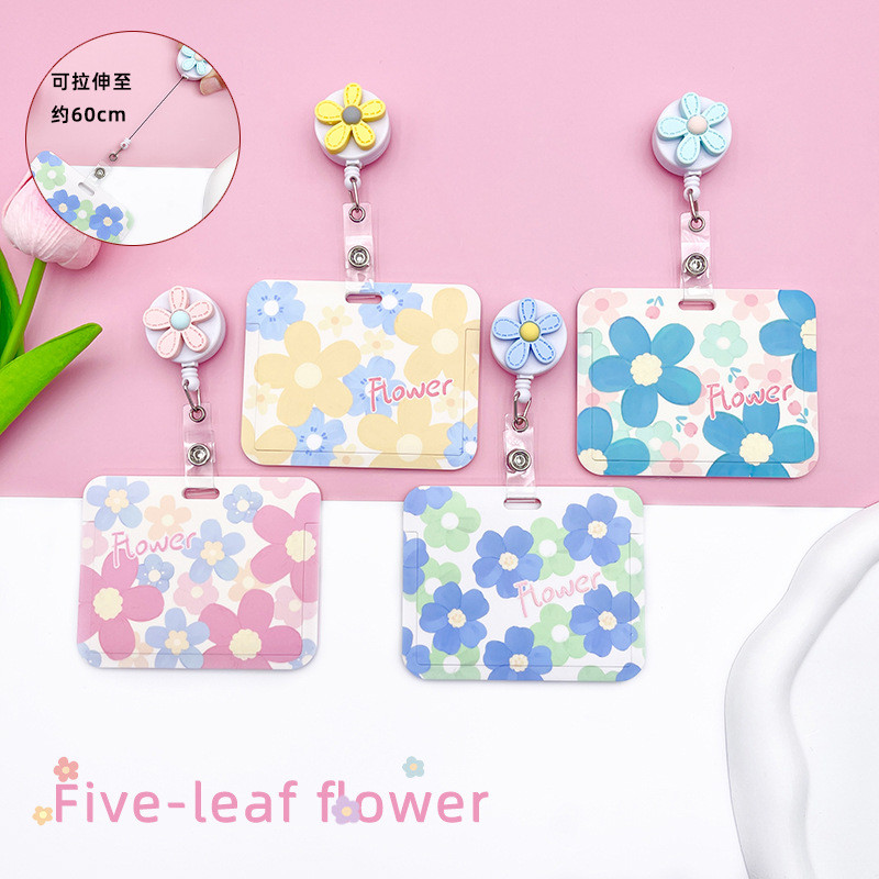 

1 Pcs Beautiful Colorful Flower Card Cover Company White-collar Doctor And Nurse Work ID Card ABS Plastic Badge Holder