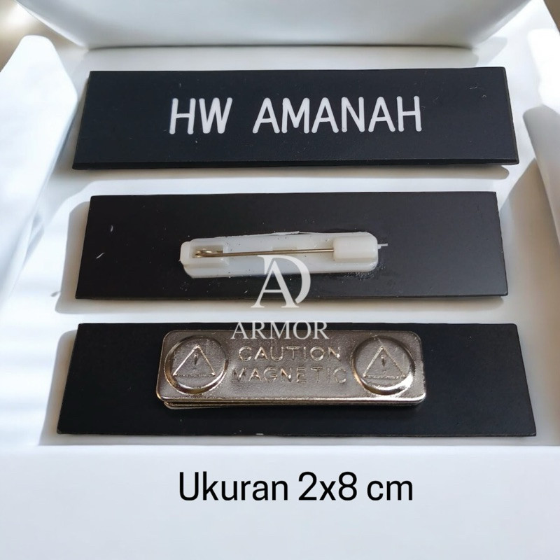 

Papan nama pdh custom grafir hitam doop perekat magnet peniti