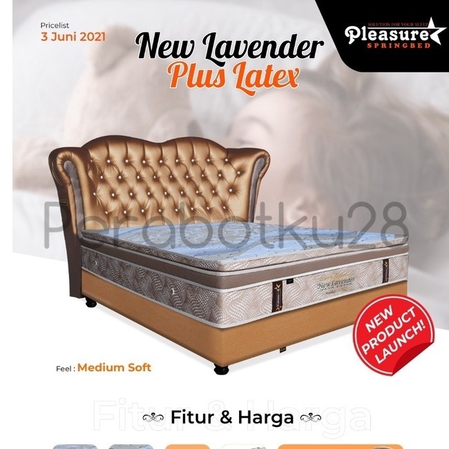 Pleasure Spring bed tipe New Lavender Plus Latex - Springbed Latex Pleasure Murah ukuran 180x200 - M